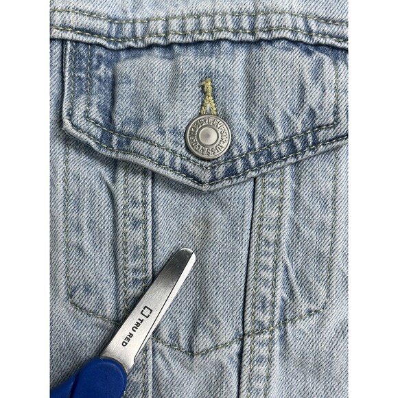 Levi’s‎ Women’s L cotton denim jacket white embroidered flowers Light Wash Blue - Picture 12 of 13